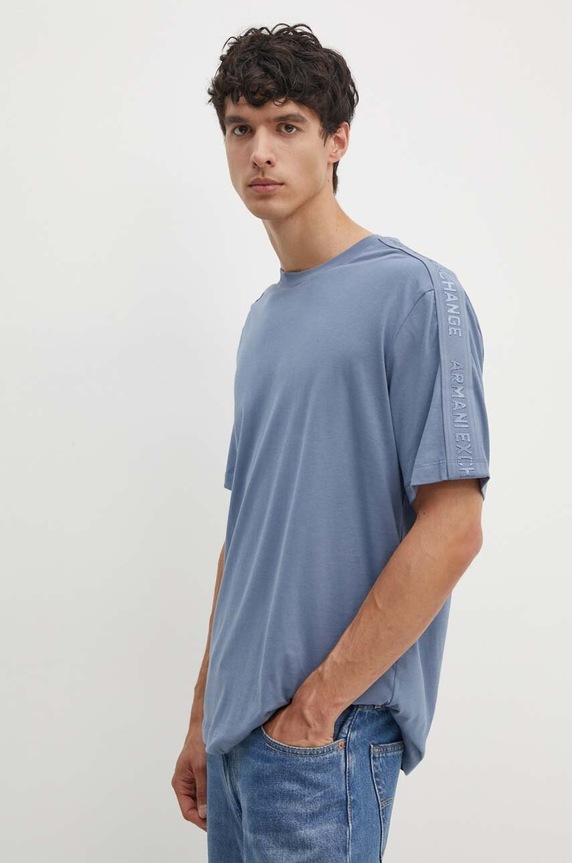 Armani Exchange t-shirt bawełniany aplikacja niebieski 6DZTLA.ZJ9JZ