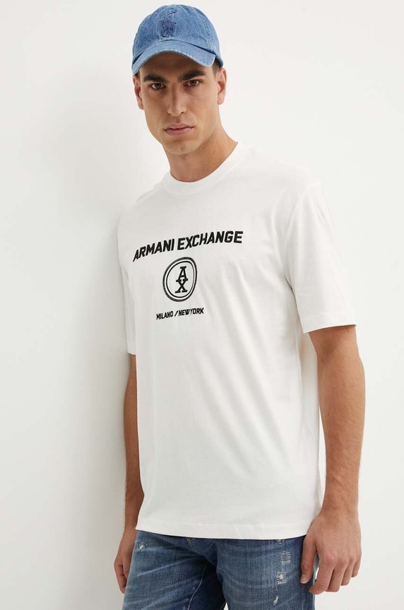 Bavlněné tričko Armani Exchange nášivka bílá 6DZTLC.ZJ9JZ