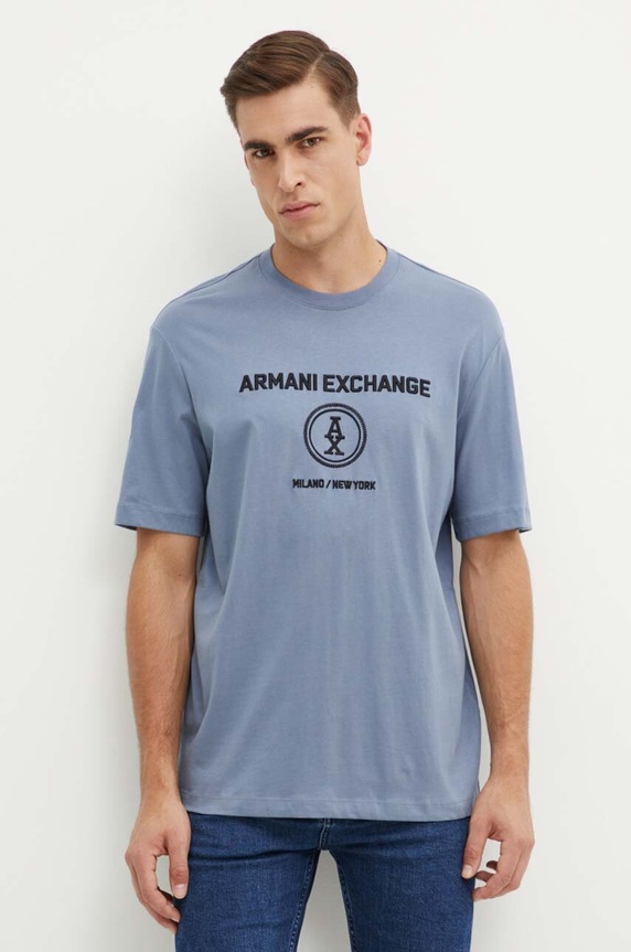 Armani Exchange t-shirt bawełniany niebieski 6DZTLC.ZJ9JZ