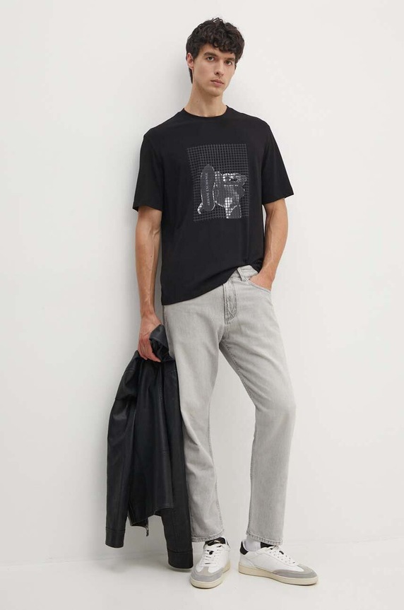 Pamučna majica Armani Exchange 6DZTLD.ZJ9JZ crna AW24