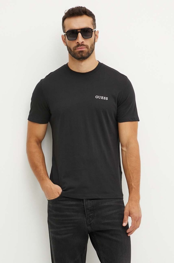Guess t-shirt bawełniany 3-pack nadruk czarny U4YG52.KCAM1