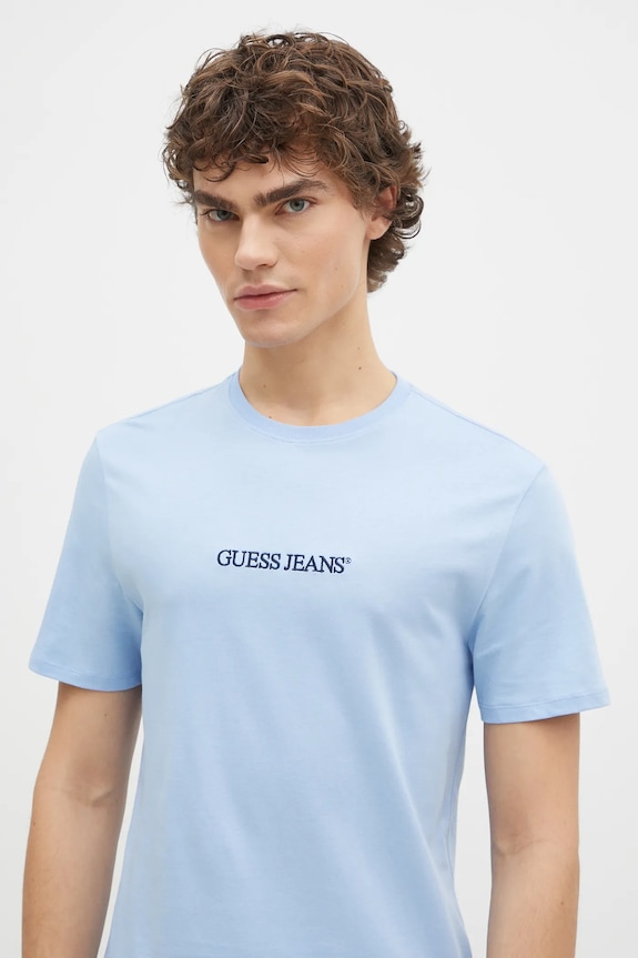 Βαμβακερό μπλουζάκι Guess Jeans μπλε M4YI52.K8HM0
