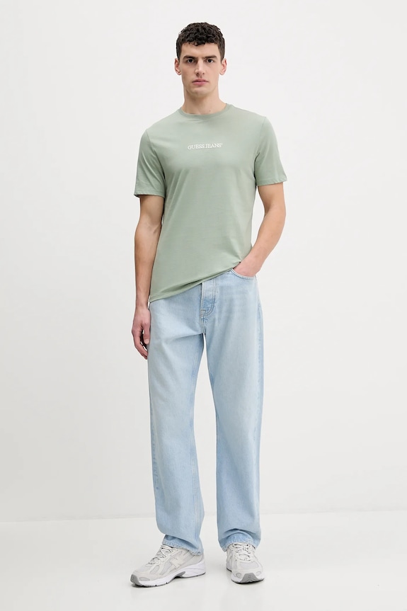 Βαμβακερό μπλουζάκι Guess Jeans M4YI52.K8HM0 πράσινο SS26