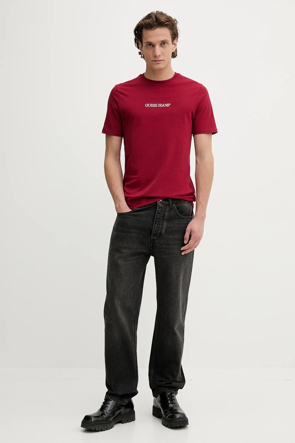 Guess Jeans tricou din bumbac M4YI52.K8HM0 burgundia SS26