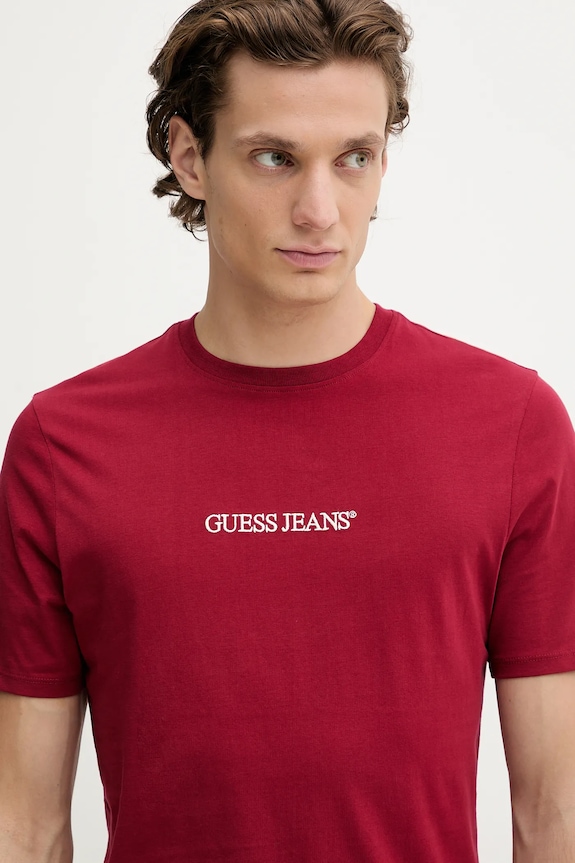 Guess Jeans tricou din bumbac burgundia M4YI52.K8HM0