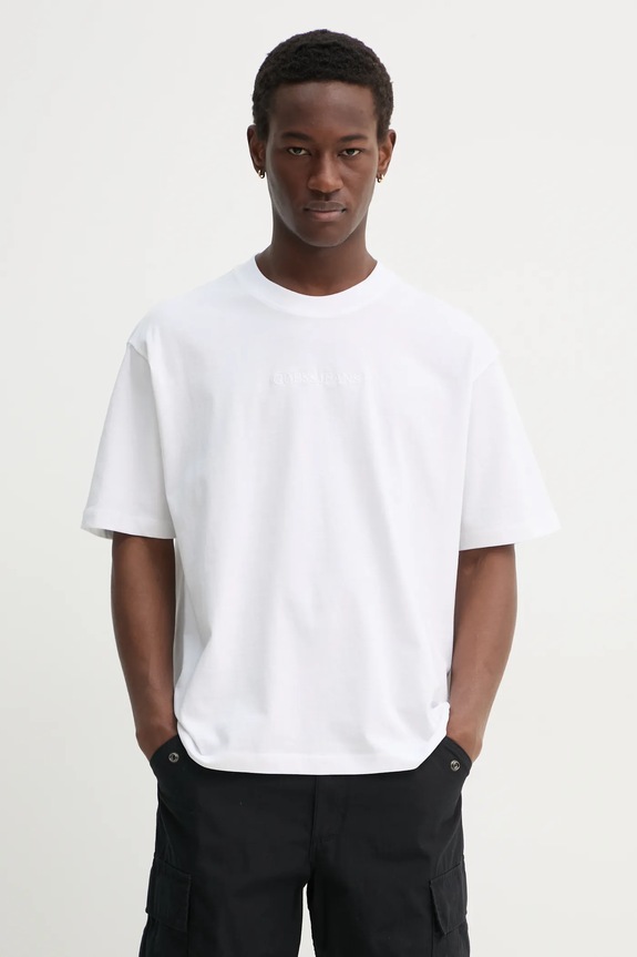 Βαμβακερό μπλουζάκι Guess Jeans βαμβάκι λευκό M4YI44.K8FQ4