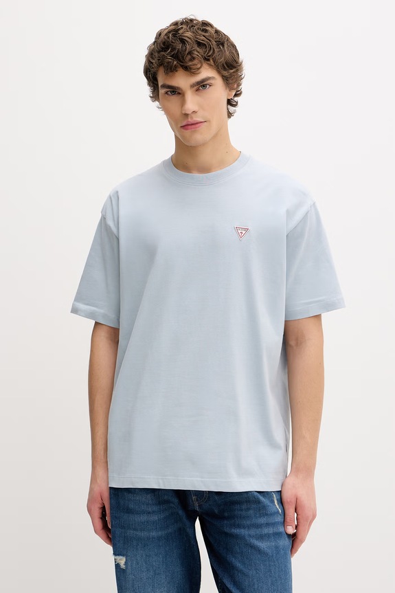 Bavlnené tričko Guess Jeans relaxed modrá M4YI46.K8FQ4
