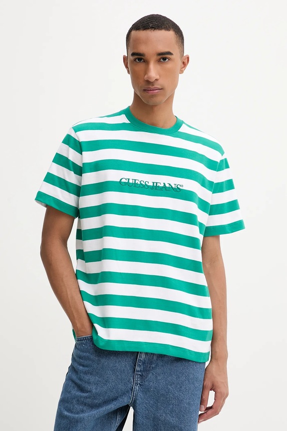 Guess Jeans t-shirt bawełniany zielony M4YI84.K9XF1
