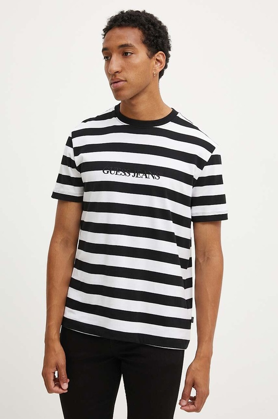 Guess Jeans t-shirt bawełniany wzorzyste czarny M4YI84.K9XF1