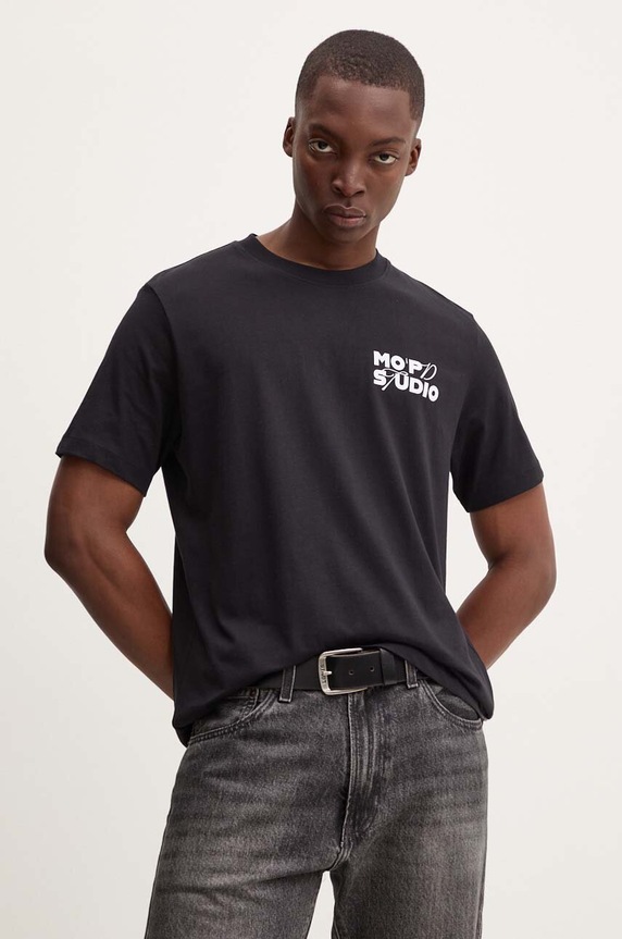 Marc O'Polo t-shirt bawełniany DENIM nadruk czarny 5000005105