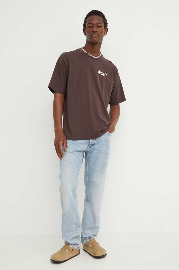Won Hundred t-shirt bawełniany 3101.12063 brązowy AW24