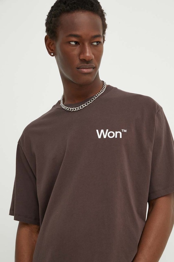 Won Hundred t-shirt bawełniany brązowy 3101.12063