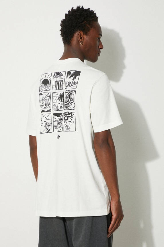 adidas Originals cotton t-shirt 80s Graphic Beach Day regular beige JC6540