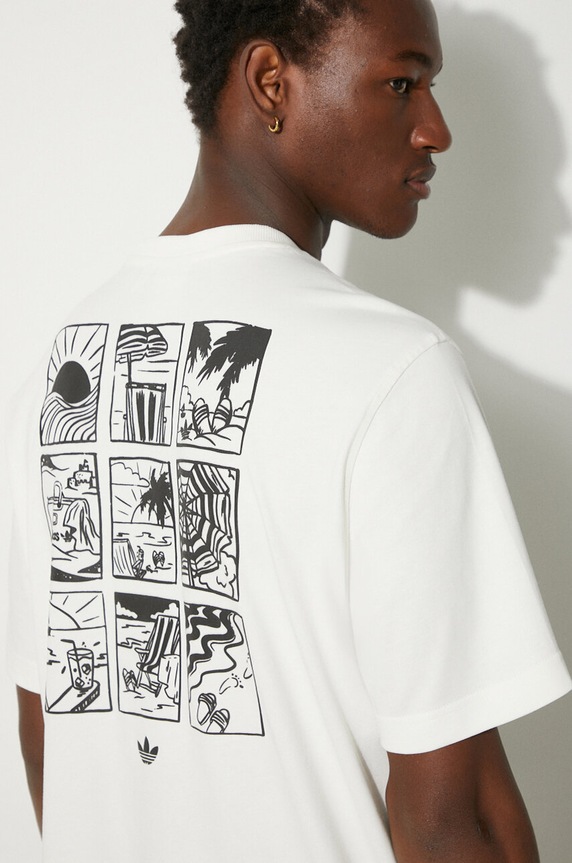 adidas Originals cotton t-shirt 80s Graphic Beach Day JC6540 beige