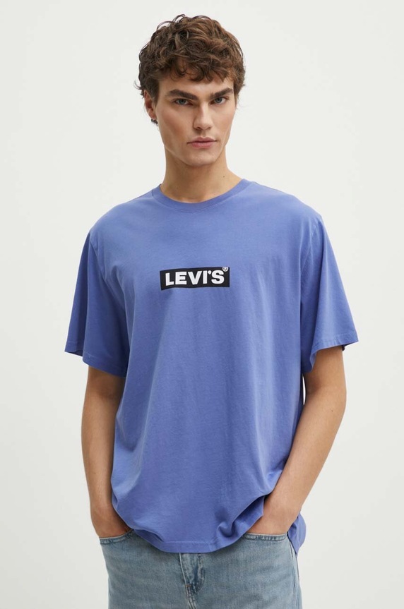 Bavlněné tričko Levi's kulatý fialová A2082