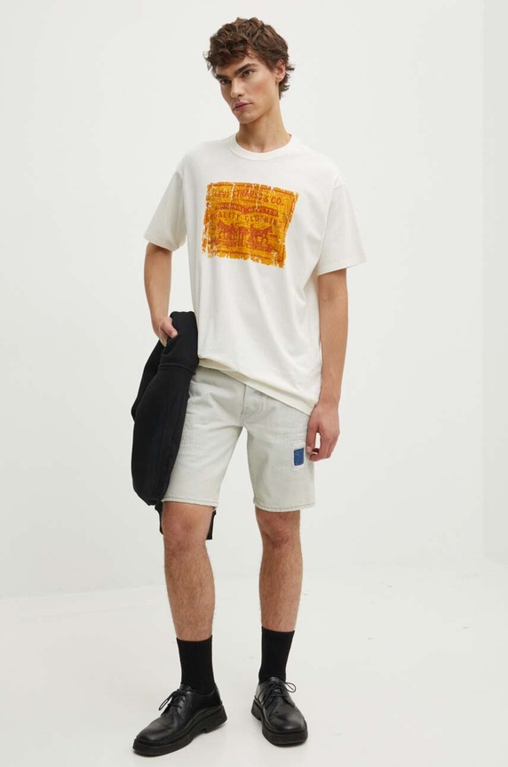 Levi's t-shirt męski bawełniany 87373 beżowy SS26