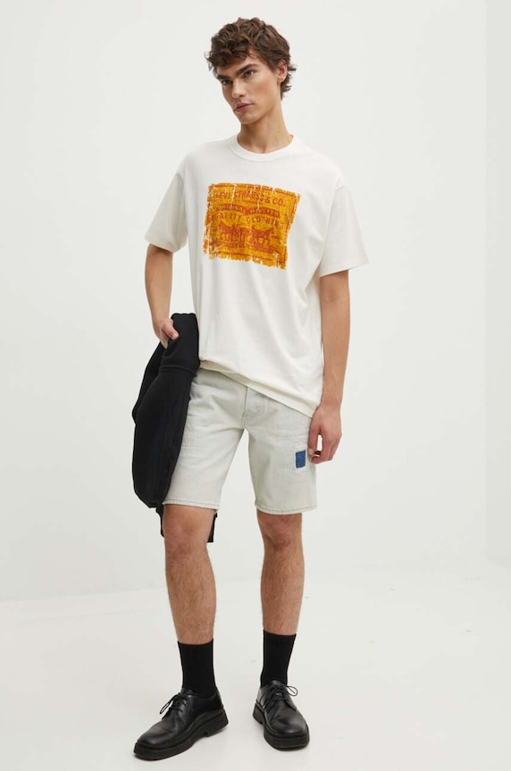 Levi's t-shirt męski bawełniany 87373 beżowy SS26