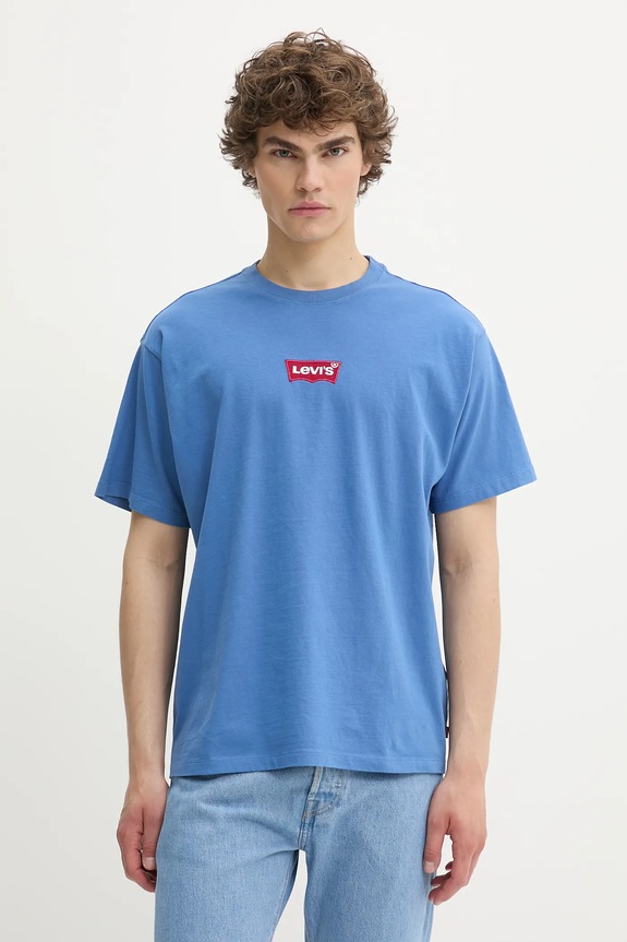 Levi's t-shirt męski bawełniany nadruk niebieski 87373