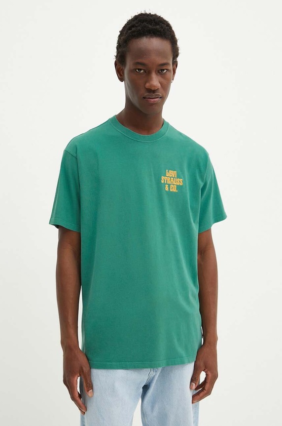 Levi's t-shirt męski bawełniany nadruk zielony 87373