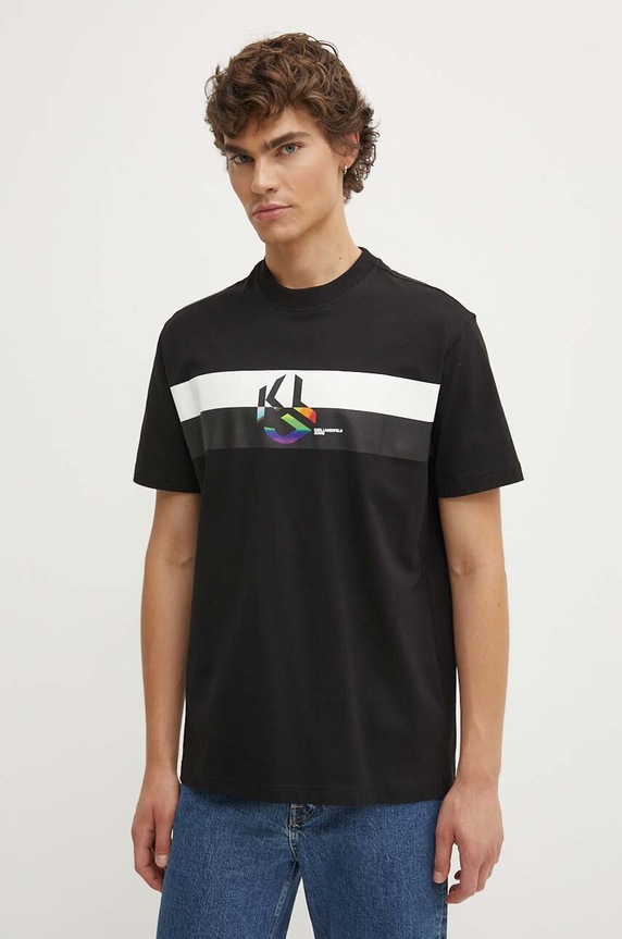 Karl Lagerfeld Jeans t-shirt bawełniany nadruk czarny 245D1708