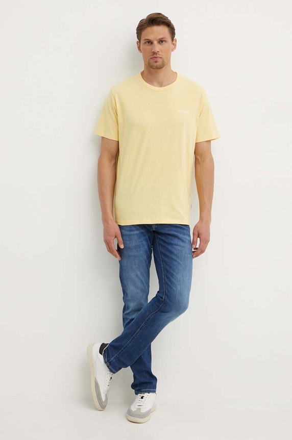 Pepe Jeans tricou din bumbac AARON PM509426 galben AW24