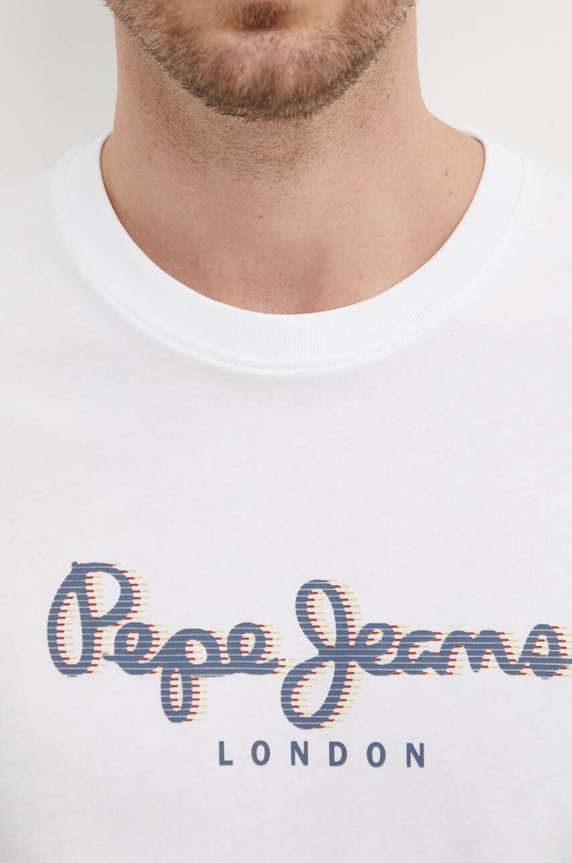 Bavlnené tričko Pepe Jeans ABEL PM509428 biela