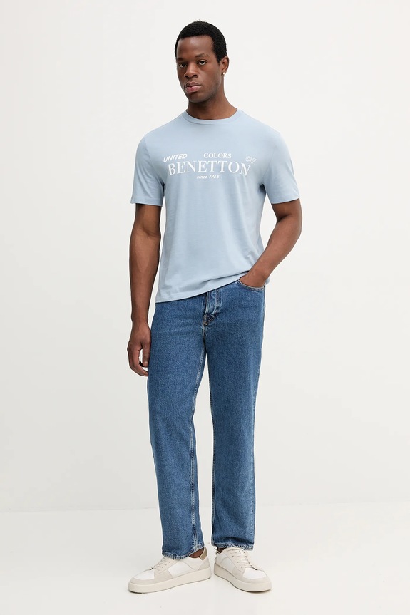 Βαμβακερό μπλουζάκι United Colors of Benetton 3I1XU1096 μπλε AW25