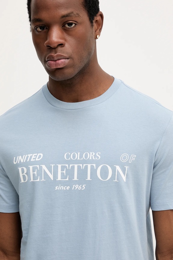 Βαμβακερό μπλουζάκι United Colors of Benetton μπλε 3I1XU1096