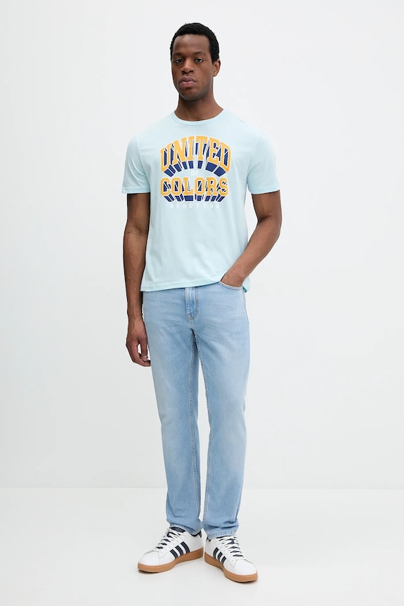 Бавовняна футболка United Colors of Benetton 3I1XU1096 блакитний AW25