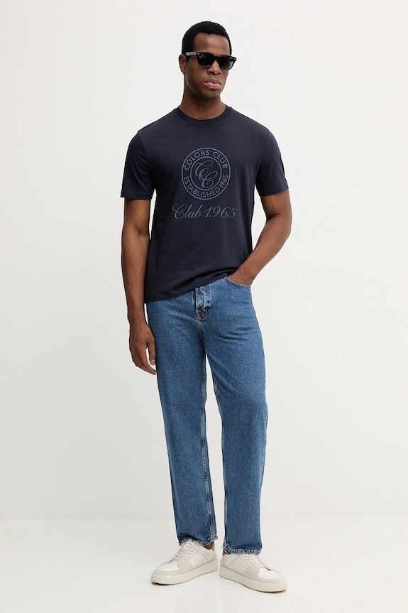 Pamučna majica United Colors of Benetton 3I1XU1096 mornarsko plava AW25