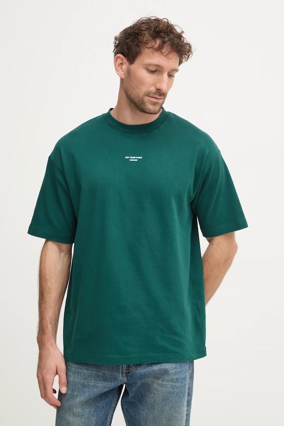 Bavlnené tričko Drôle de Monsieur Le T-Shirt Slogan Classique zelená PERM.TS202.CO002.DGN