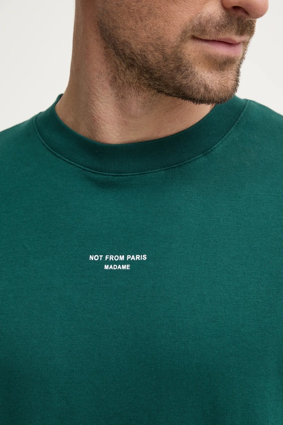 Bavlnené tričko Drôle de Monsieur Le T-Shirt Slogan Classique PERM.TS202.CO002.DGN zelená