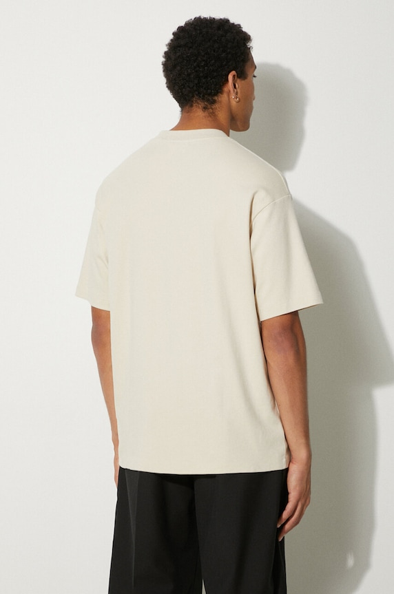 Drôle de Monsieur tricou din bumbac Slogan Classique PERM.TS202.CO002.MT bej AA00