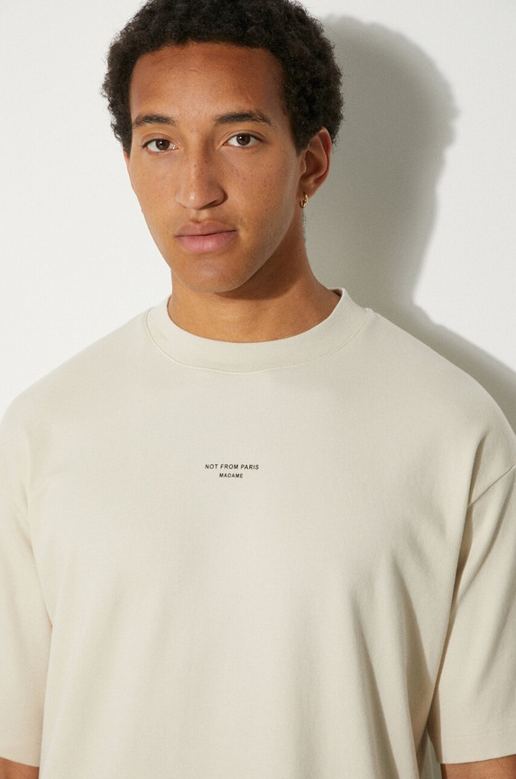 Drôle de Monsieur tricou din bumbac Slogan Classique bej PERM.TS202.CO002.MT