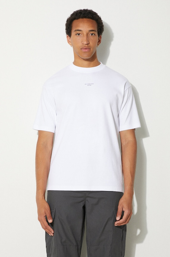 Drôle de Monsieur tricou din bumbac Slogan Classique print alb PERM.TS202.CO002.OPW