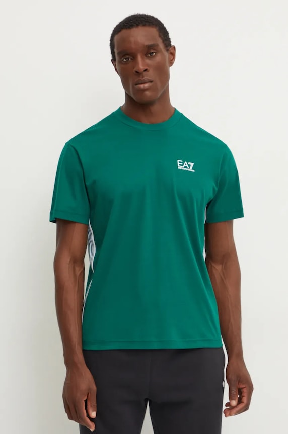 EA7 Emporio Armani tricou din bumbac cu modele verde PJOLZ.6DPT19.1823