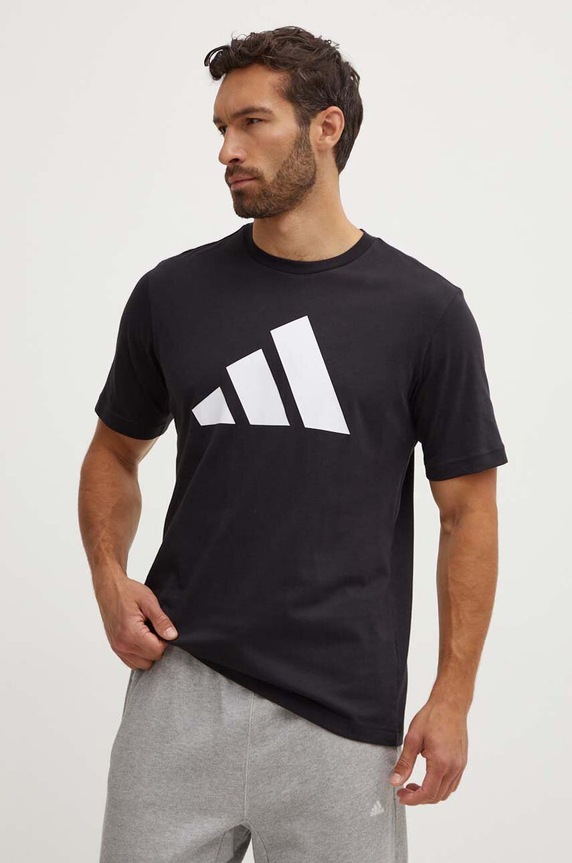 Памучна тениска adidas стандартна черен IY8583