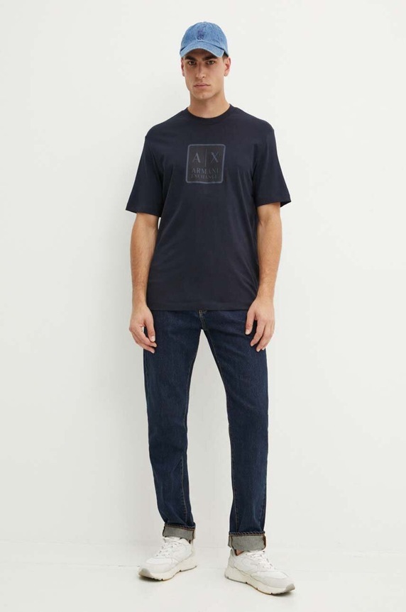 Armani Exchange t-shirt bawełniany 6DZTHB.ZJ9JZ granatowy AW24