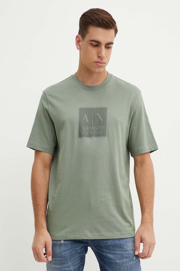 Armani Exchange t-shirt bawełniany zielony 6DZTHB.ZJ9JZ