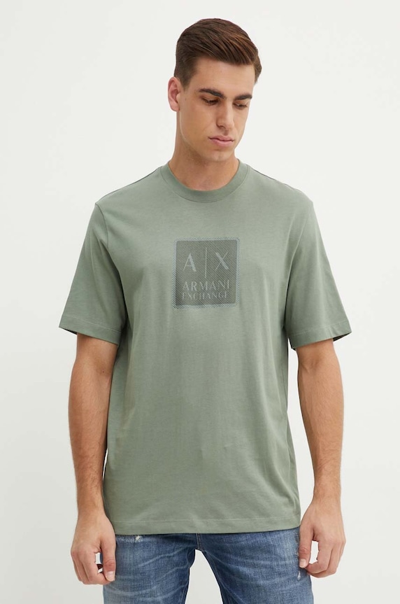 Armani Exchange t-shirt bawełniany zielony 6DZTHB.ZJ9JZ