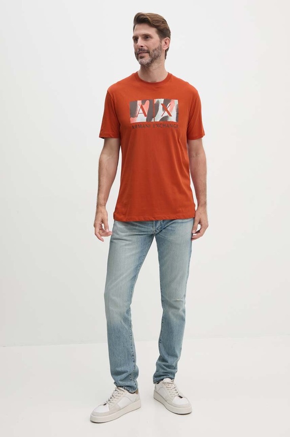 Armani Exchange t-shirt bawełniany 6DZTHF.ZJH4Z pomarańczowy AW24