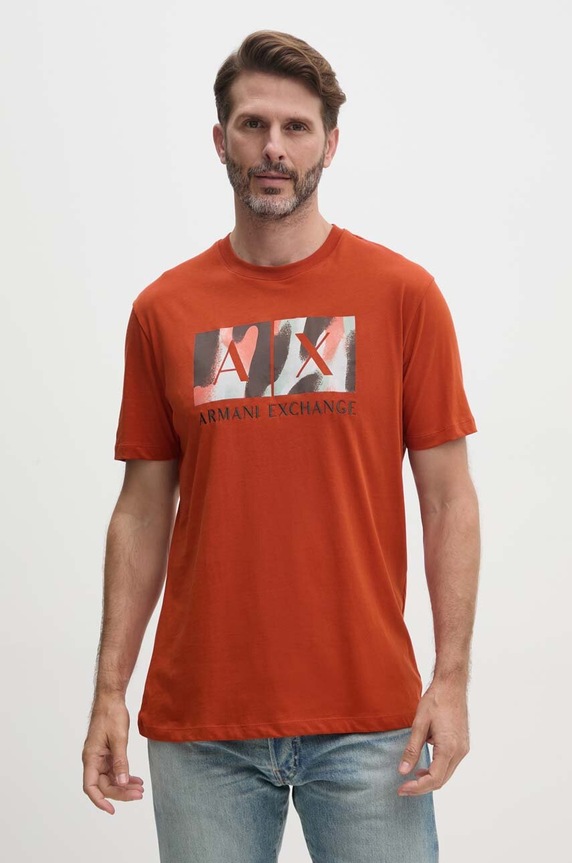 Armani Exchange t-shirt bawełniany pomarańczowy 6DZTHF.ZJH4Z