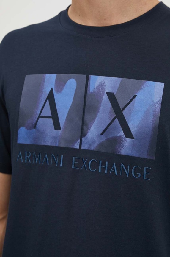 Bavlněné tričko Armani Exchange 6DZTHF.ZJH4Z námořnická modř