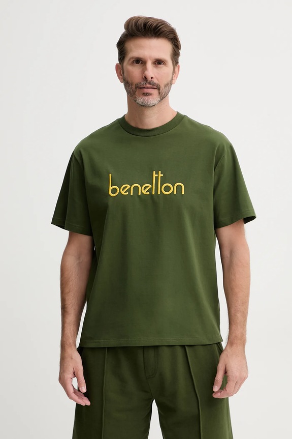Bavlnené tričko United Colors of Benetton zelená 3MI6U109O