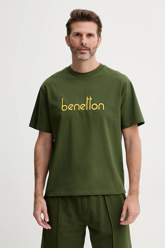 Bavlnené tričko United Colors of Benetton zelená 3MI6U109O