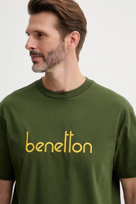 Bavlnené tričko United Colors of Benetton zelená 3MI6U109O