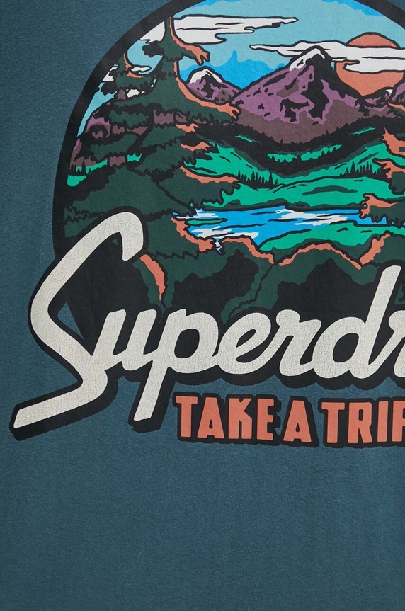 Бавовняна футболка Superdry M1012187A.1XJ бірюзовий
