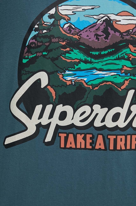 Бавовняна футболка Superdry M1012187A.1XJ бірюзовий