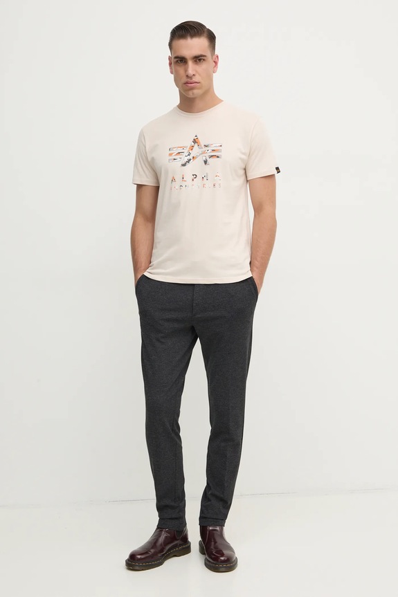 Alpha Industries tricou din bumbac 146506 bej SS26
