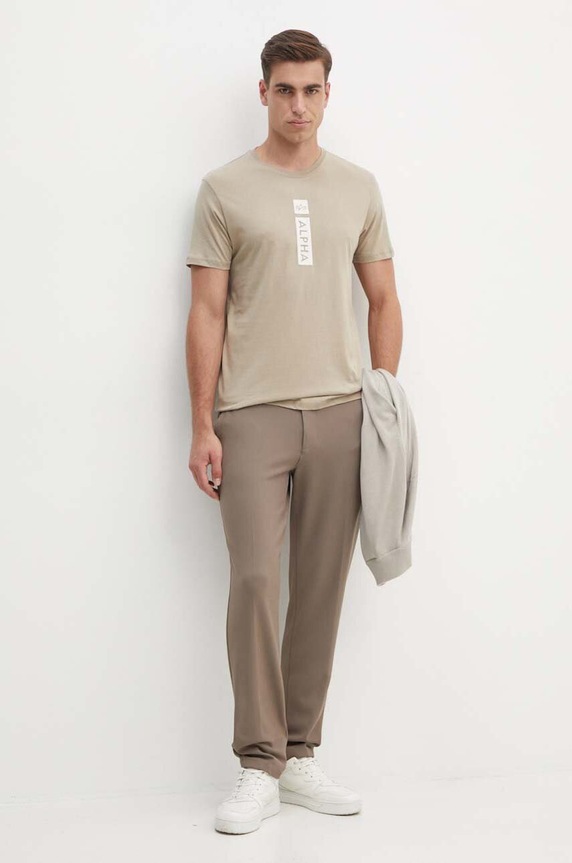 Alpha Industries tricou din bumbac 146509 bej AW25